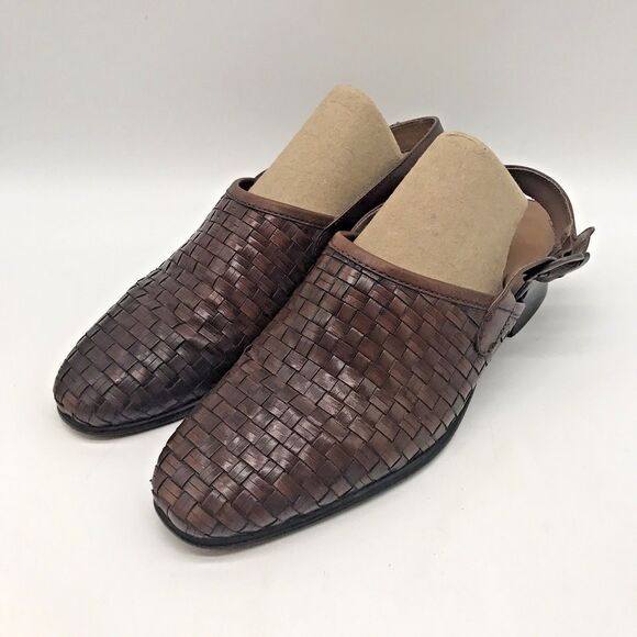 Cabin Creek Andie Sandal Women's 7.5M Brown Woven Leather Slingback Shoes Brazil - Picture 3 of 9